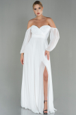 Weiß Abschlusskleid Lang Chiffon ABU2457