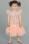 Abendkleid für Kinder Midi Schuppig Lachs ABK1718