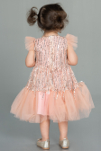 Abendkleid für Kinder Midi Schuppig Lachs ABK1718