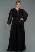 Abendgarderobe in Großen Größen Lang Chiffon Schwarz ABU3075