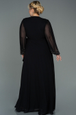Abendgarderobe in Großen Größen Lang Chiffon Schwarz ABU3075
