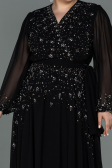 Abendgarderobe in Großen Größen Lang Chiffon Schwarz ABU3075