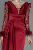 Abendkleid Lang Satin Weinrot ABU3080