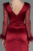 Abendkleid Lang Satin Weinrot ABU3080