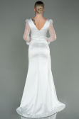 Abendkleid Lang Satin Weiß ABU3080