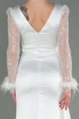Abendkleid Lang Satin Weiß ABU3080