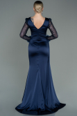 Abendkleid Lang Satin Marineblau ABU3080