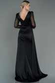 Abendkleid Lang Satin Schwarz ABU3080