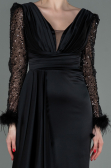 Abendkleid Lang Satin Schwarz ABU3080
