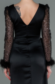 Abendkleid Lang Satin Schwarz ABU3080