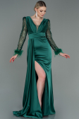 Abendkleid Lang Satin Smaragdgrün ABU3080