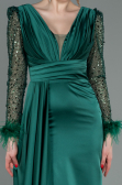 Abendkleid Lang Satin Smaragdgrün ABU3080