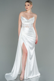 Weiß Abendkleid Satin Lang ABU2127