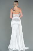Weiß Abendkleid Satin Lang ABU2127