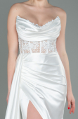 Weiß Abendkleid Satin Lang ABU2127