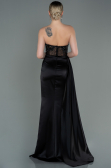 Abendkleid Lang Satin Schwarz ABU2127