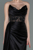 Abendkleid Lang Satin Schwarz ABU2127