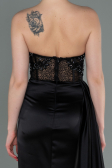 Abendkleid Lang Satin Schwarz ABU2127