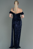 Abendkleid Lang Schuppig Marineblau ABU2987