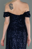 Abendkleid Lang Schuppig Marineblau ABU2987