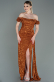 Abendkleid Lang Schuppig Zimtfarben ABU2987