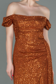 Abendkleid Lang Schuppig Zimtfarben ABU2987