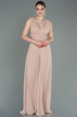 Beige Partykleid Chiffon ABT075
