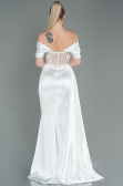 Weiß Abendkleid Satin Lang ABU2087