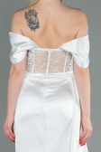 Weiß Abendkleid Satin Lang ABU2087