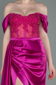 Fuchsie Abendkleid Satin Lang ABU2087
