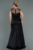 Kleider in Großen Größen Lang Satin Schwarz ABU3125