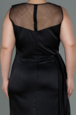 Kleider in Großen Größen Lang Satin Schwarz ABU3125
