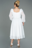 Kleider in Großen Größen Midi Chiffon Weiß ABK1753