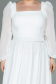 Kleider in Großen Größen Midi Chiffon Weiß ABK1753