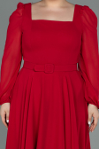 Kleider in Großen Größen Midi Chiffon Rot ABK1753