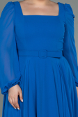 Kleider in Großen Größen Midi Chiffon Sächsischblau ABK1753