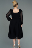 Kleider in Großen Größen Midi Chiffon Schwarz ABK1753