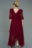 Weinrot Kleider İn Groben Midi Chiffon ABK1083