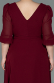 Weinrot Kleider İn Groben Midi Chiffon ABK1083