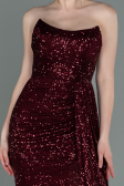 Abendkleid Lang Schuppig Weinrot ABU3134