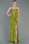 Abendkleid Lang Schuppig Pistaziengrün ABU3134