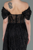 Schwarz Abendkleid Lang ABU2706
