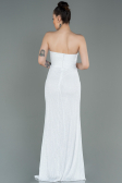 Abendkleid Lang Schuppig Weiß ABU3134