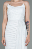 Abendkleid Lang Schuppig Weiß ABU3134