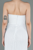 Abendkleid Lang Schuppig Weiß ABU3134