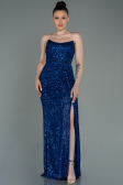 Abendkleid Lang Schuppig Sächsischblau ABU3134