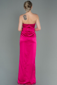 Abendkleid Lang Satin Fuchsie ABU2844