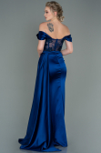 Azurblau Abendkleid Satin Lang ABU2374