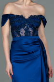 Azurblau Abendkleid Satin Lang ABU2374
