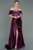 Kirschrot Abendkleid Satin Lang ABU2087